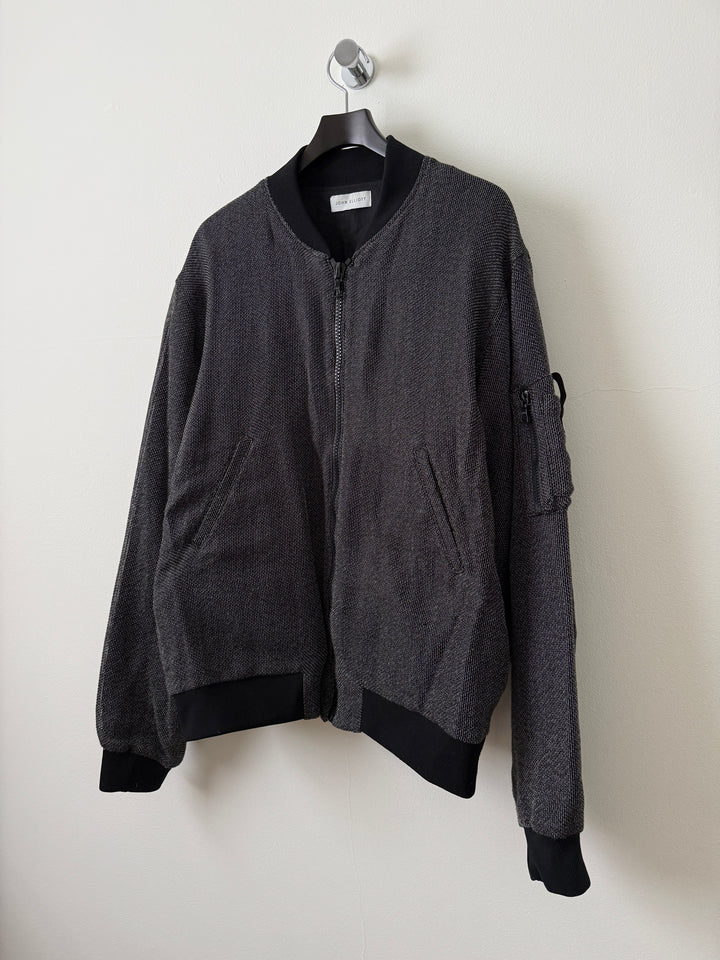 Grey Textured Bomber Jacket