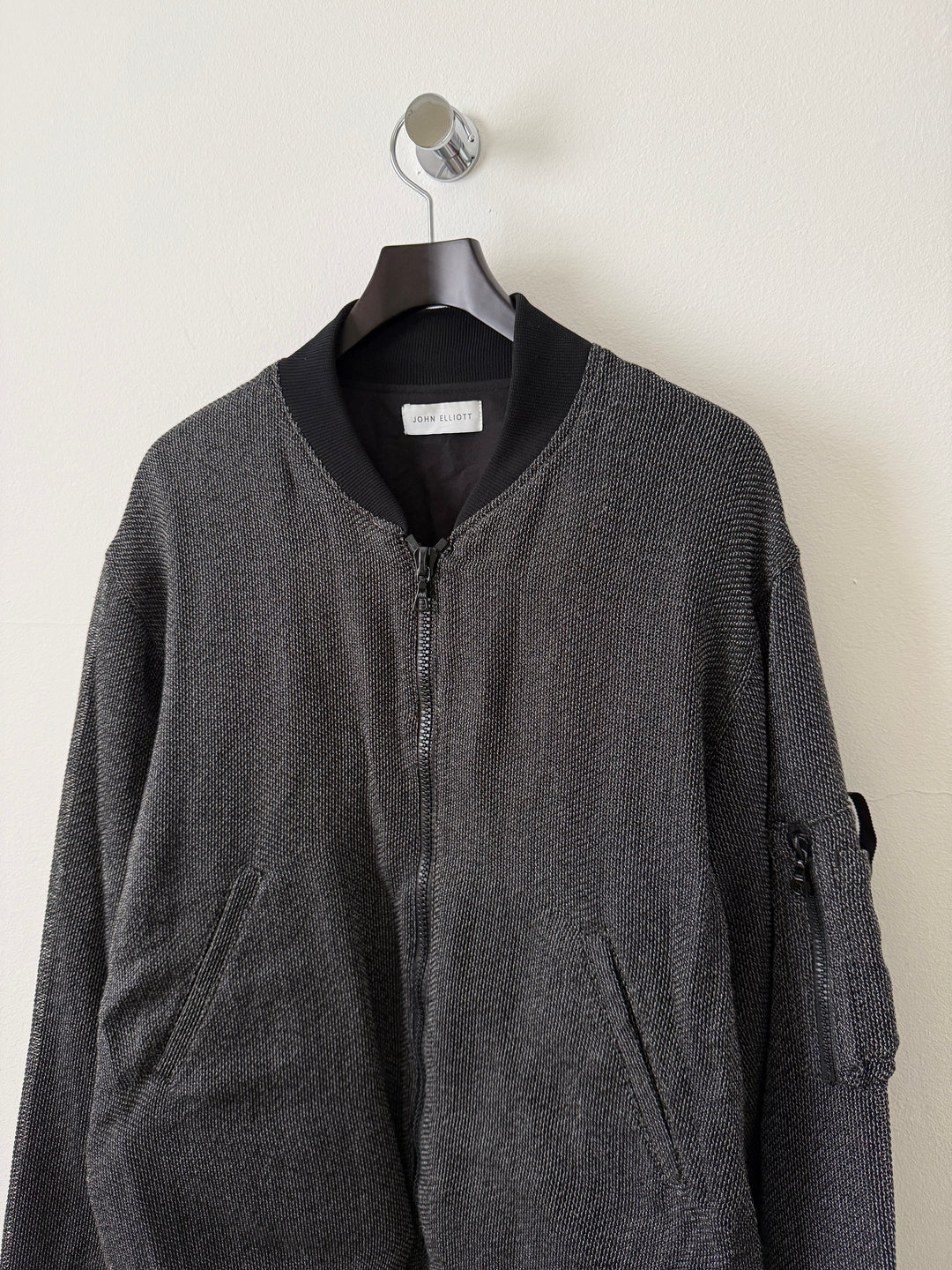 Grey Textured Bomber Jacket