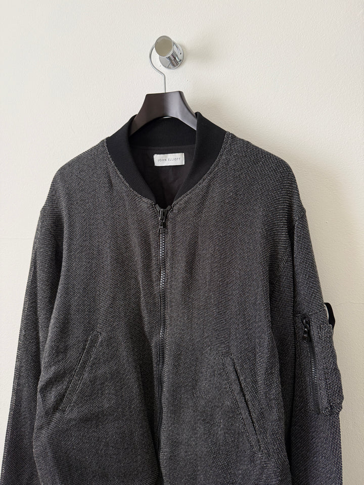 Grey Textured Bomber Jacket