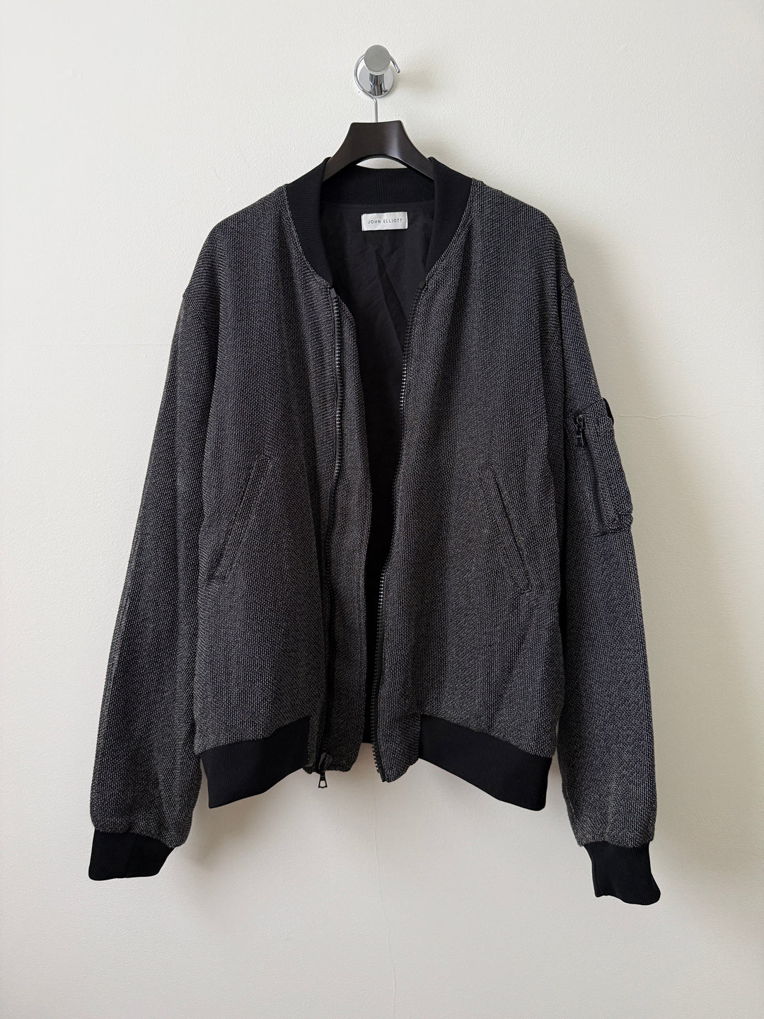Grey Textured Bomber Jacket
