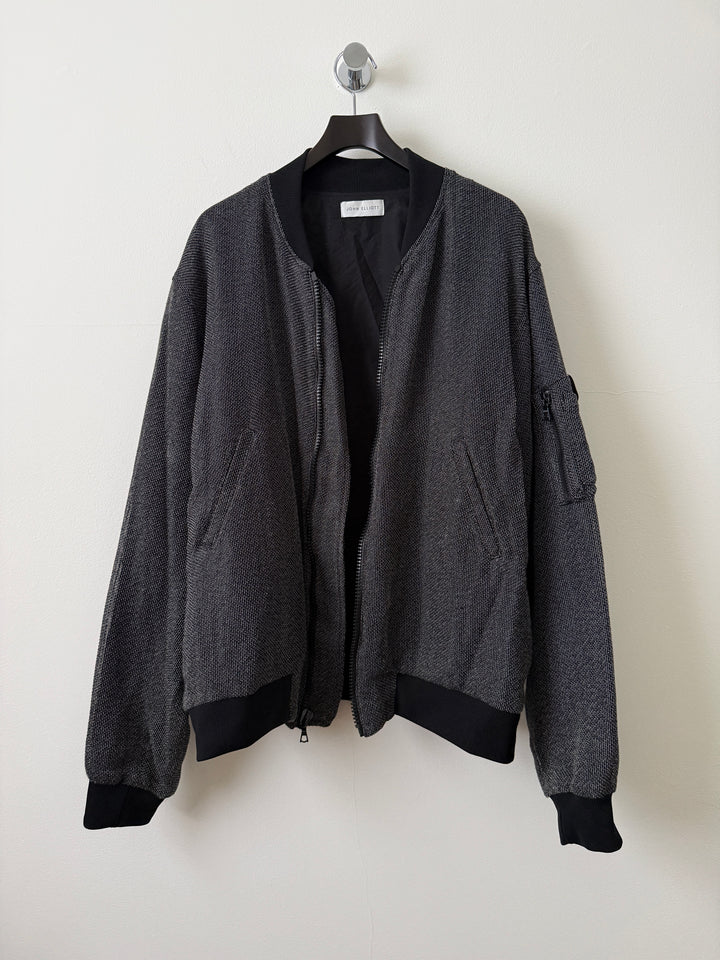 Grey Textured Bomber Jacket