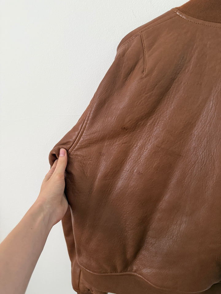 Brown Leather Stadium Jacket