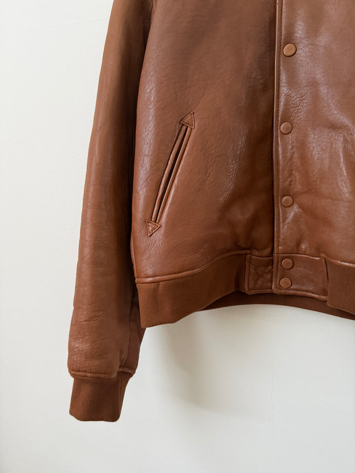 Brown Leather Stadium Jacket