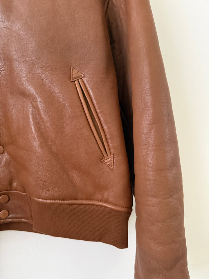 Brown Leather Stadium Jacket