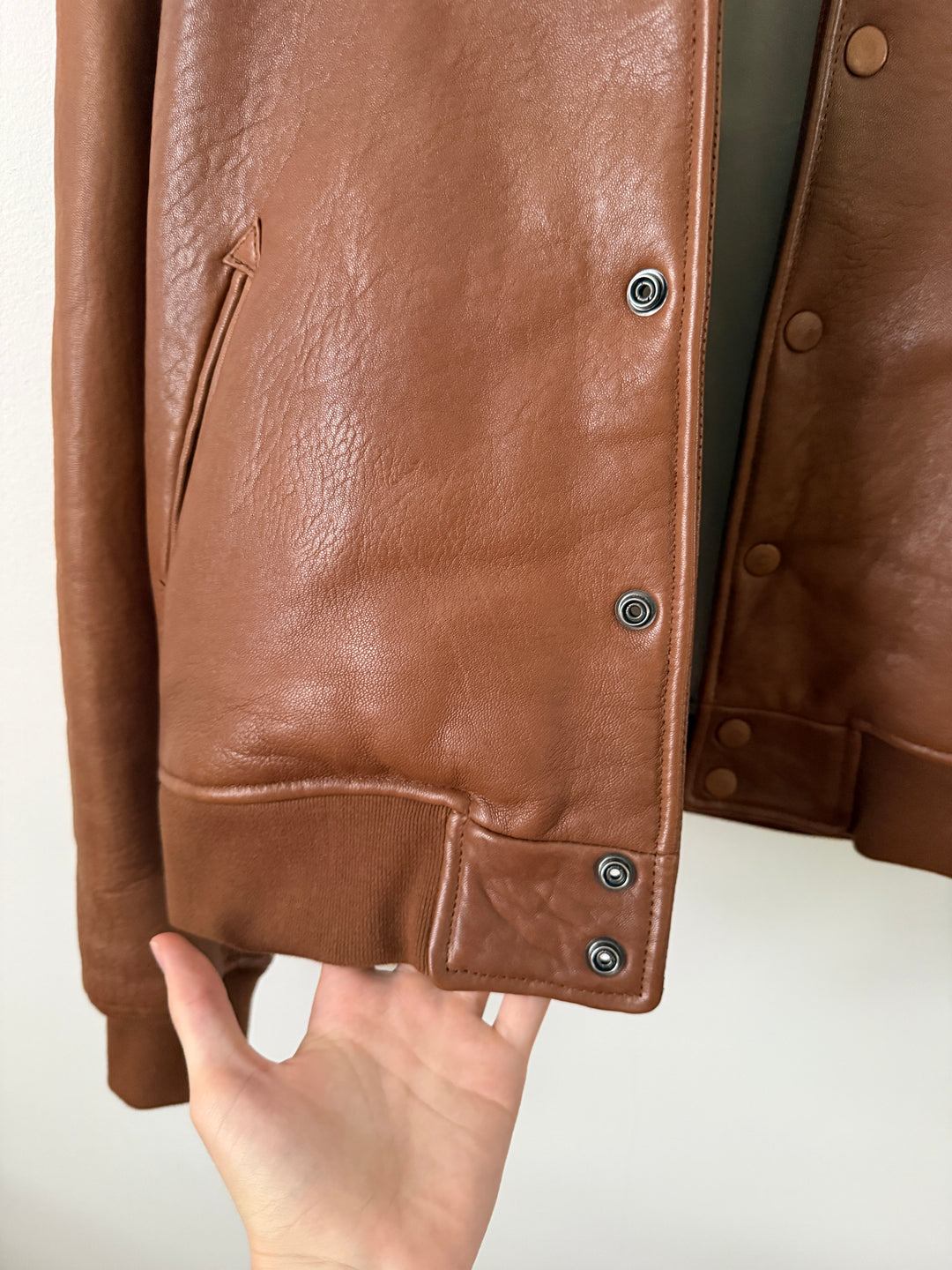 Brown Leather Stadium Jacket
