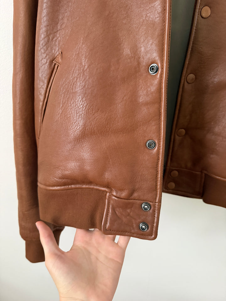 Brown Leather Stadium Jacket