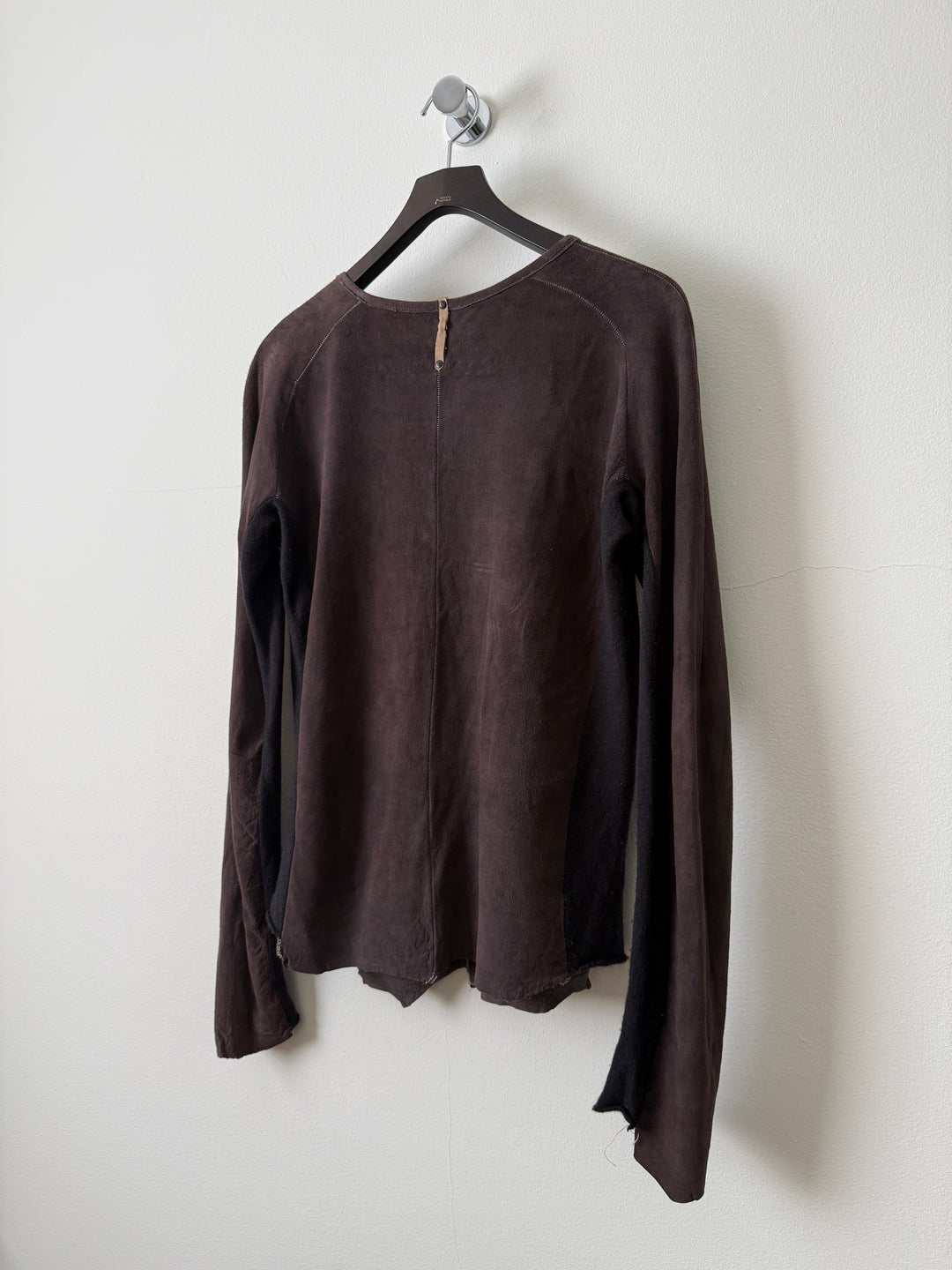 Artisanal Leather Henley Button Long Sleeve Shirt