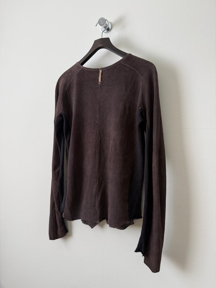 Artisanal Leather Henley Button Long Sleeve Shirt
