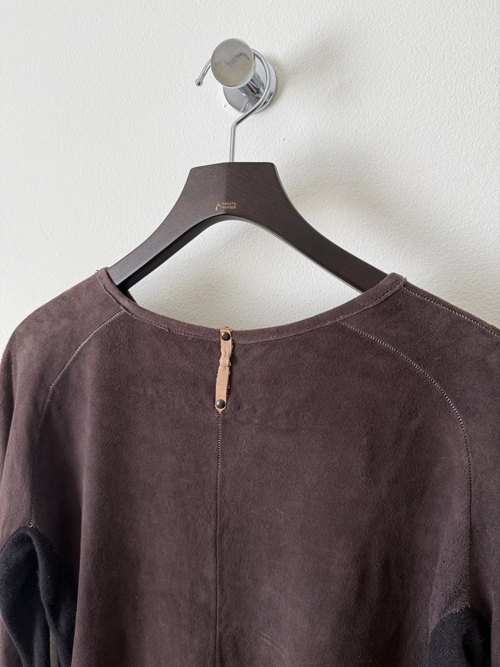 Artisanal Leather Henley Button Long Sleeve Shirt