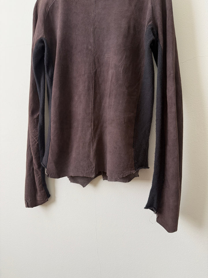 Artisanal Leather Henley Button Long Sleeve Shirt