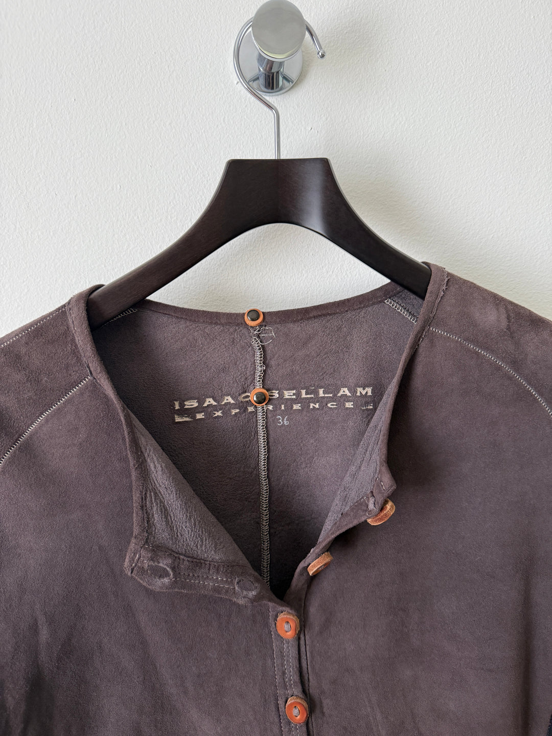 Artisanal Leather Henley Button Long Sleeve Shirt
