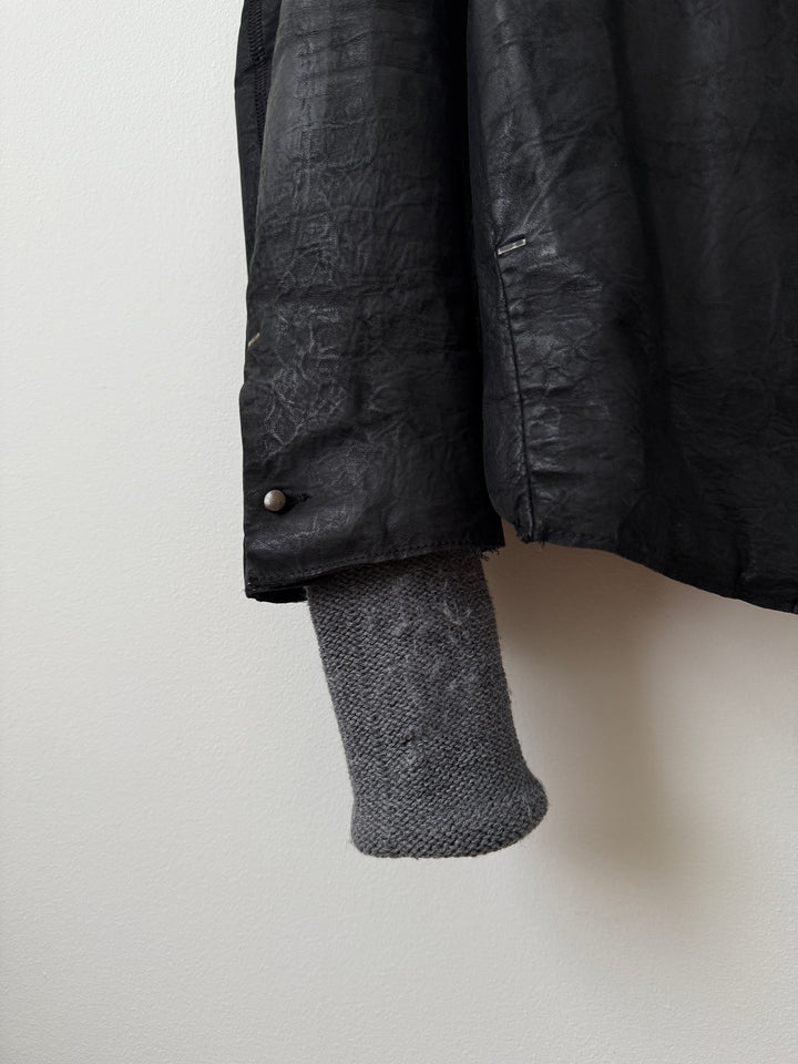 Thick Staple Spine Leather Coat