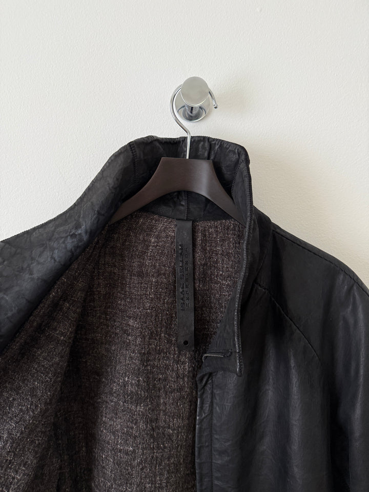 Thick Staple Spine Leather Coat