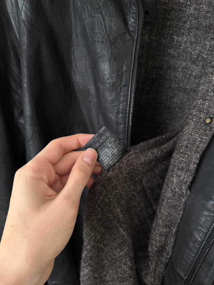 Thick Staple Spine Leather Coat