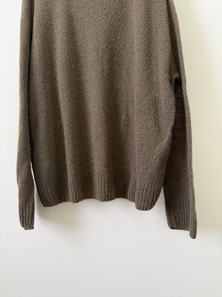 Olive Wool Powder Knit Sweater