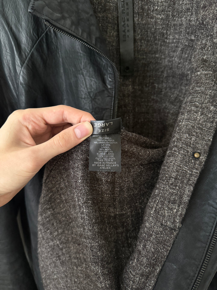 Thick Staple Spine Leather Coat