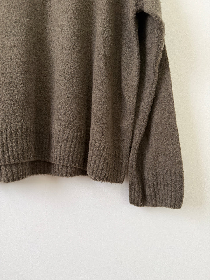 Olive Wool Powder Knit Sweater