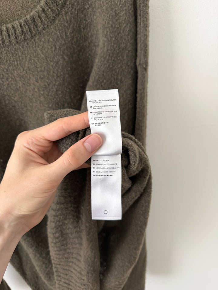 Olive Wool Powder Knit Sweater