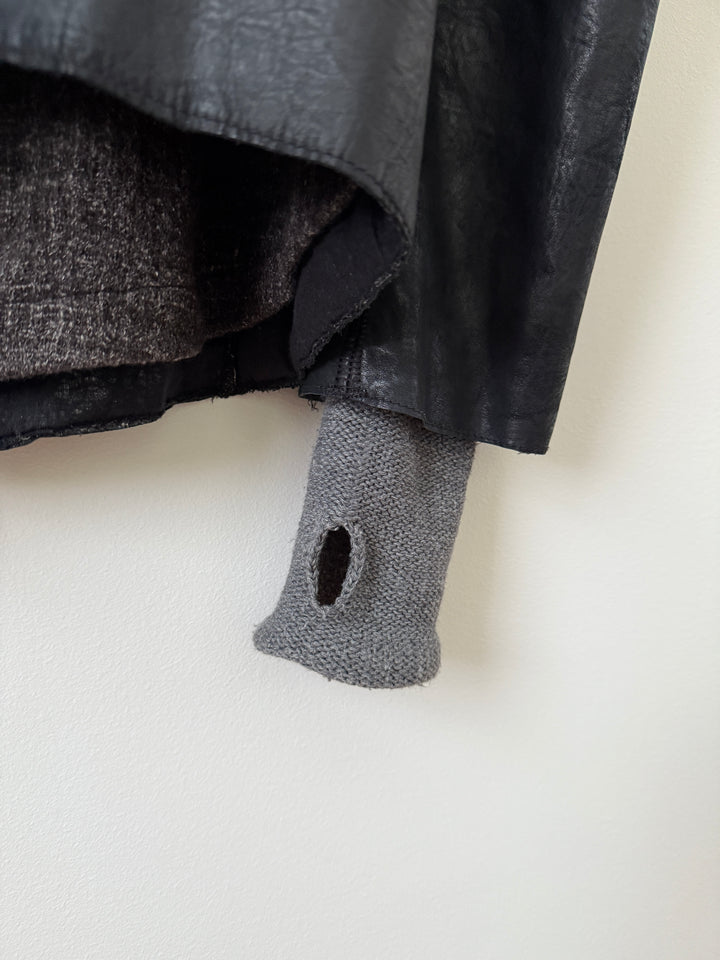 Thick Staple Spine Leather Coat