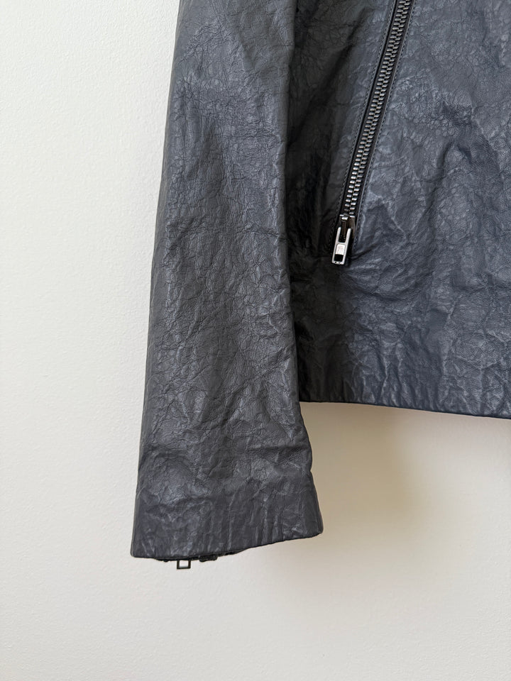 2014 5 Zip Crinkled Leather Moto Jacket