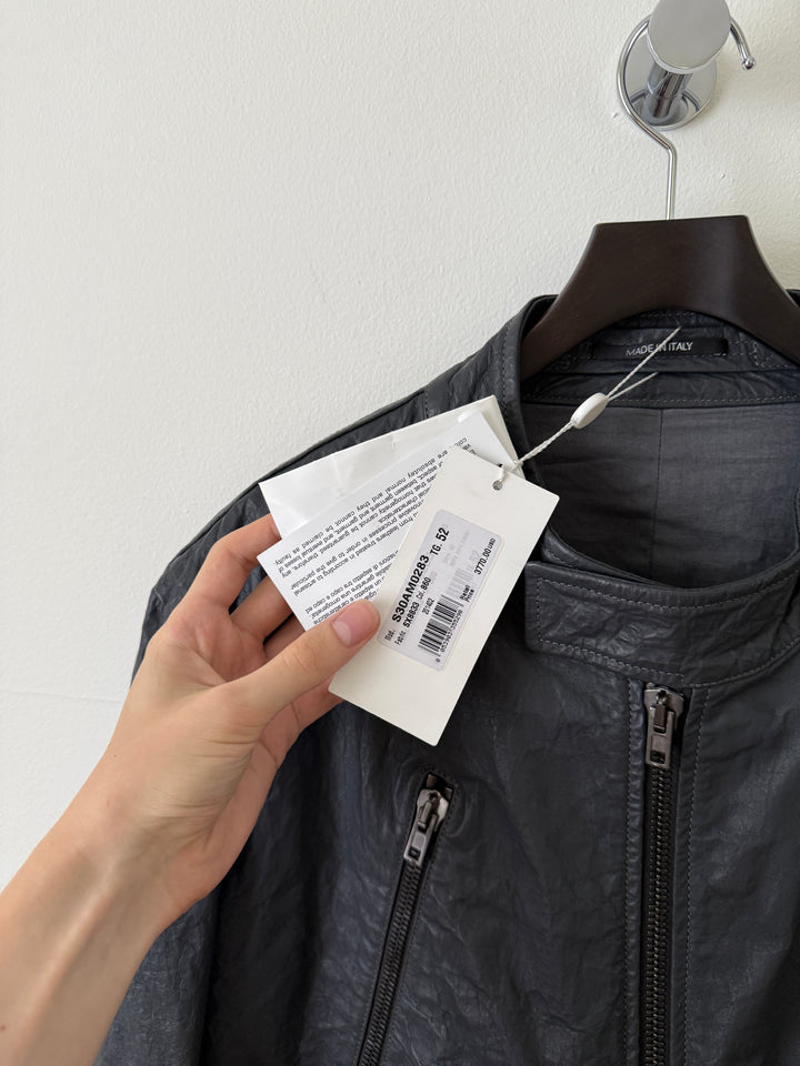 2014 5 Zip Crinkled Leather Moto Jacket