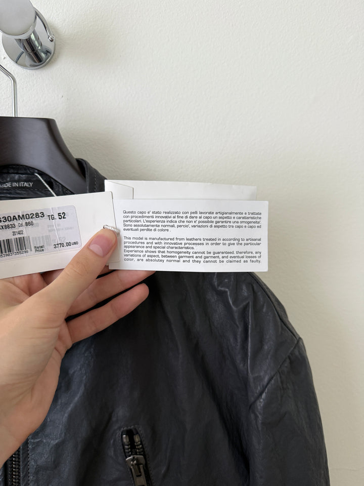 2014 5 Zip Crinkled Leather Moto Jacket