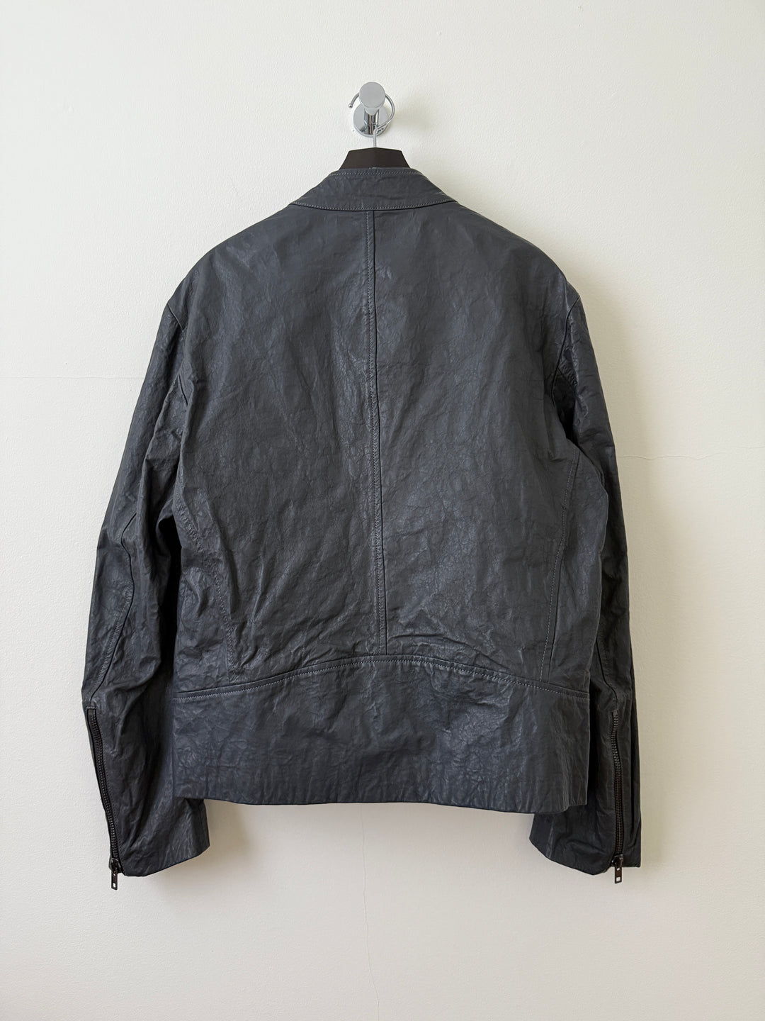 2014 5 Zip Crinkled Leather Moto Jacket