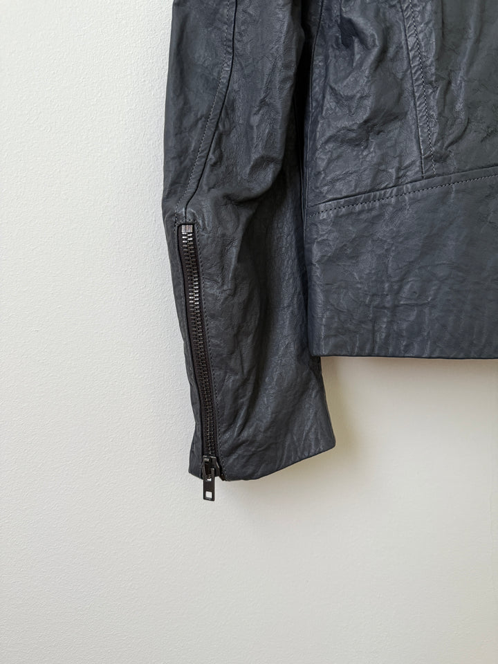 2014 5 Zip Crinkled Leather Moto Jacket
