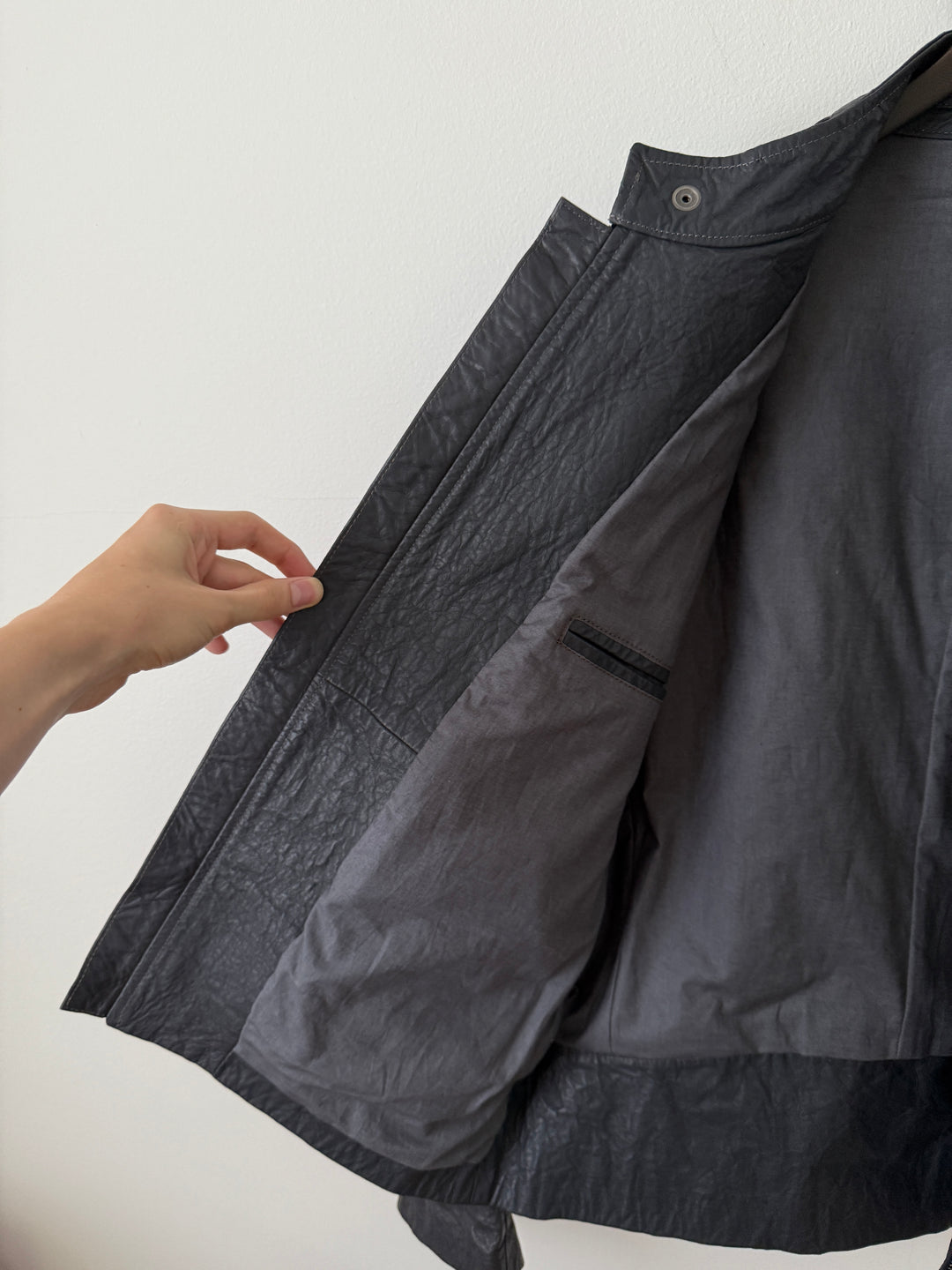 2014 5 Zip Crinkled Leather Moto Jacket