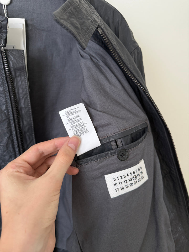 2014 5 Zip Crinkled Leather Moto Jacket