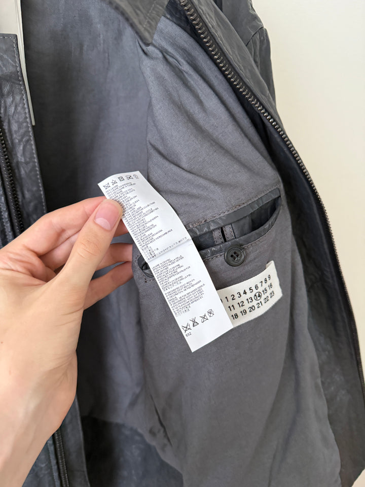 2014 5 Zip Crinkled Leather Moto Jacket