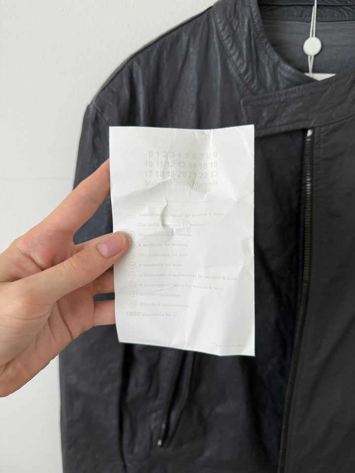 2014 5 Zip Crinkled Leather Moto Jacket