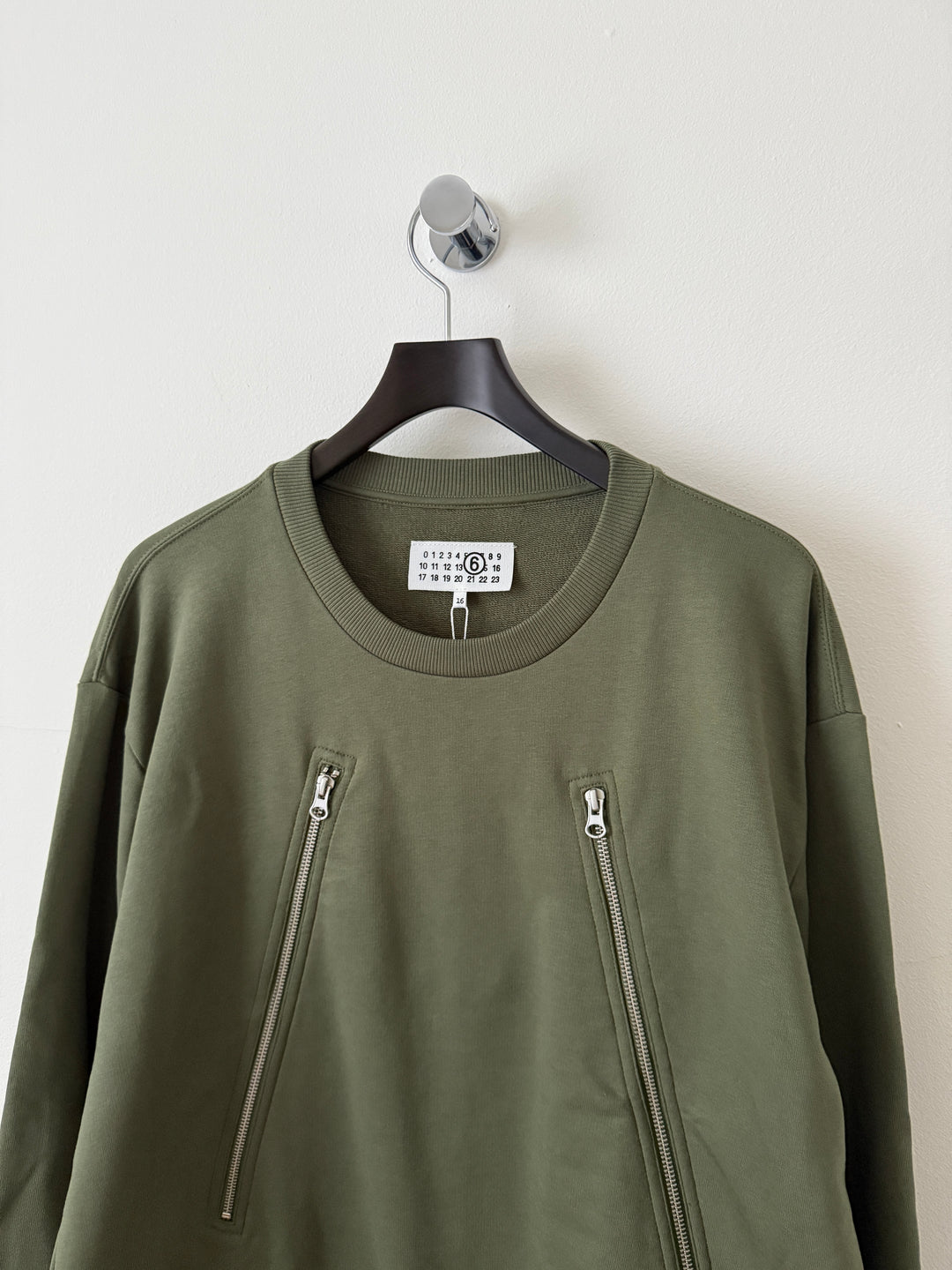 MM6 Olive 5 Zip Crewneck