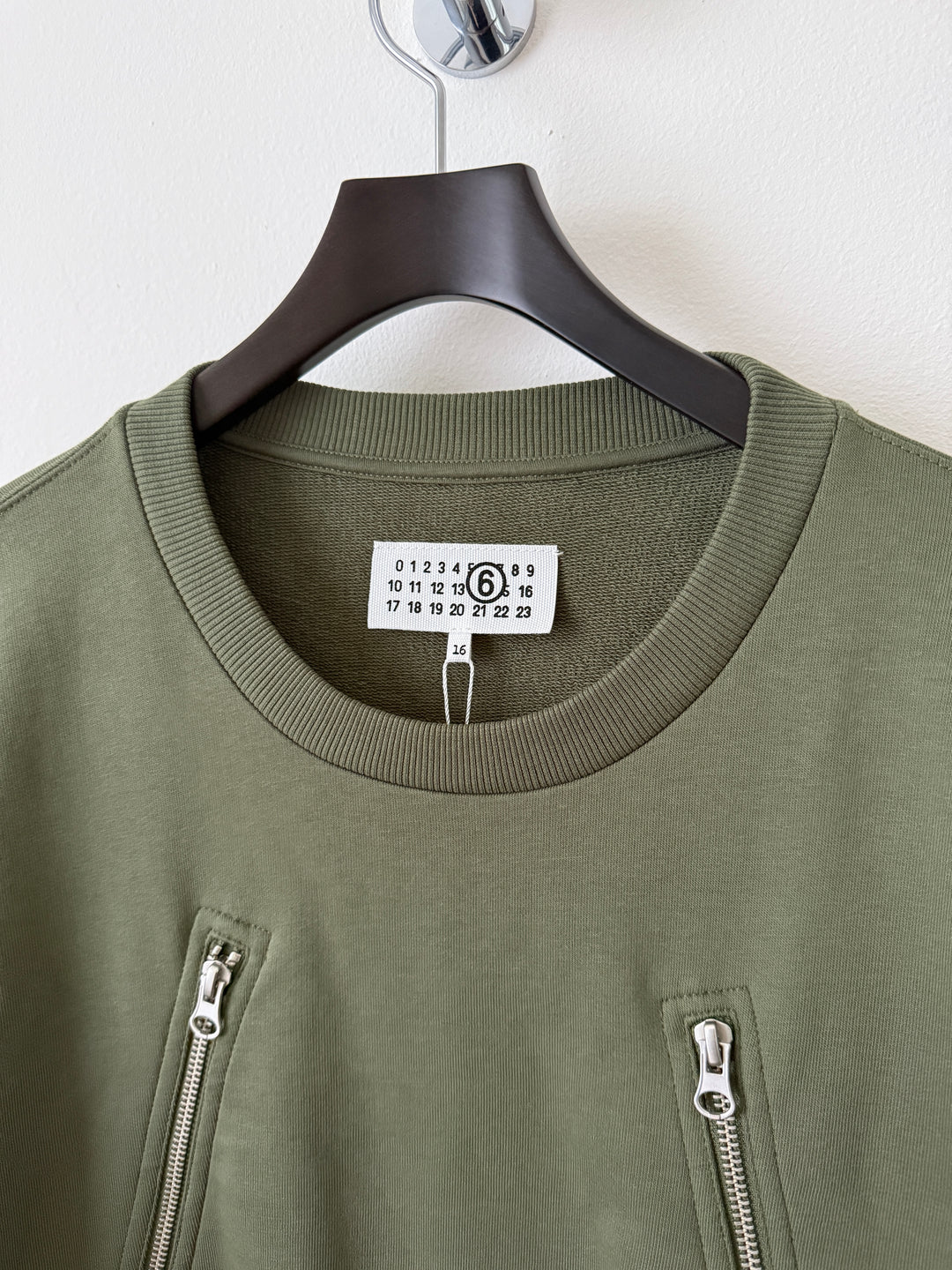 MM6 Olive 5 Zip Crewneck