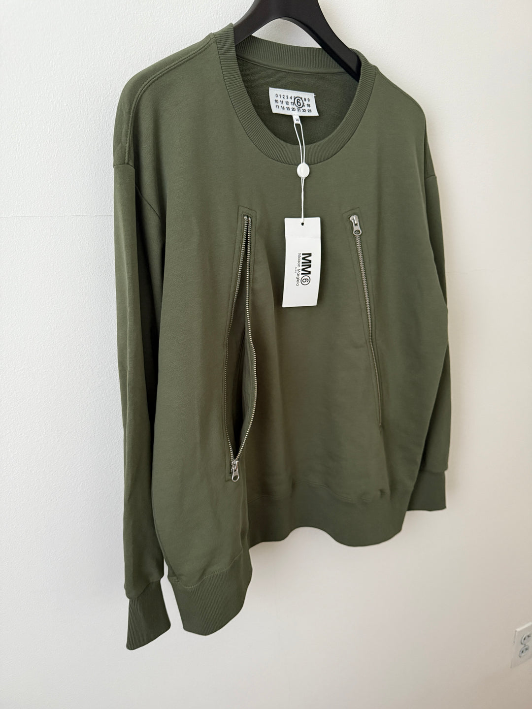 MM6 Olive 5 Zip Crewneck