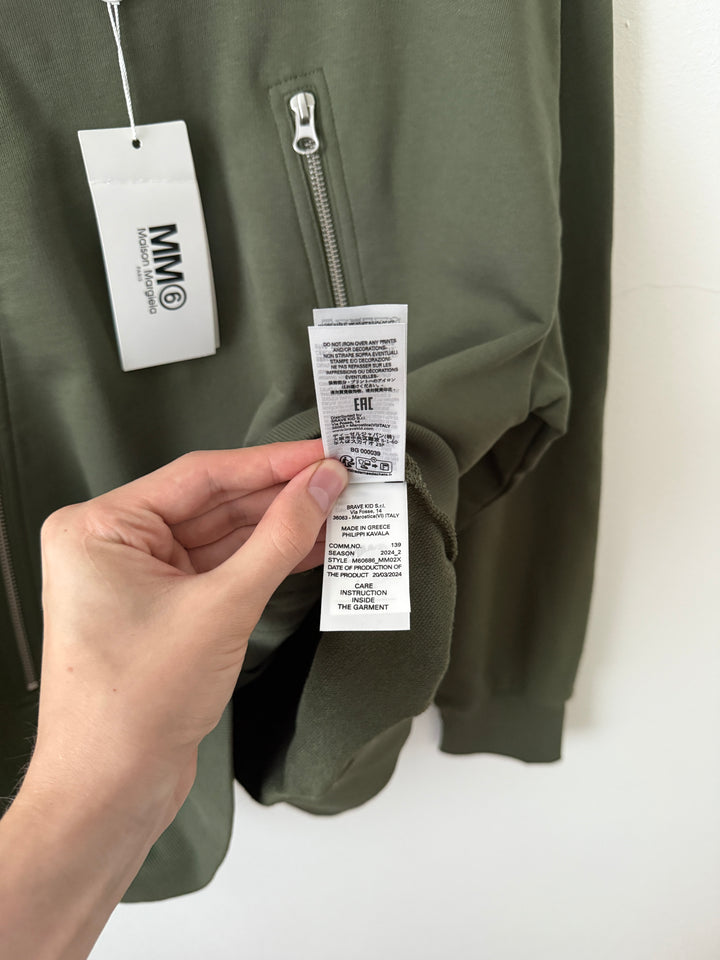 MM6 Olive 5 Zip Crewneck