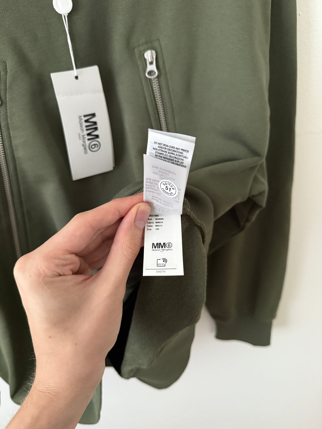 MM6 Olive 5 Zip Crewneck