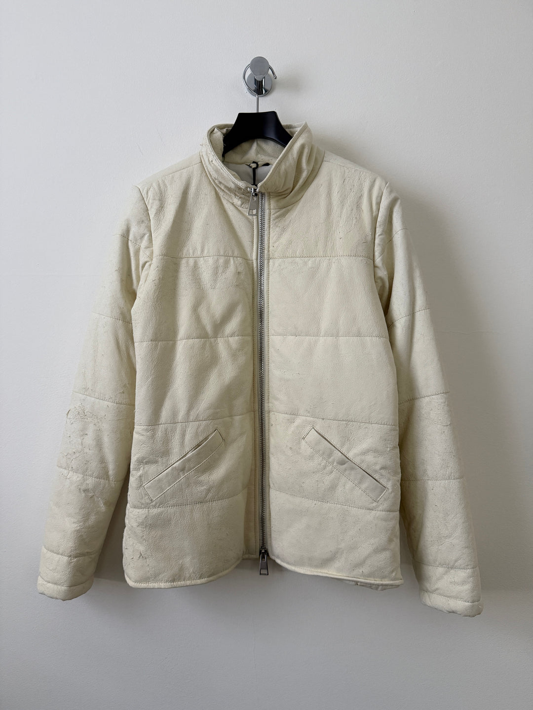 White Leather Puffer Jacket