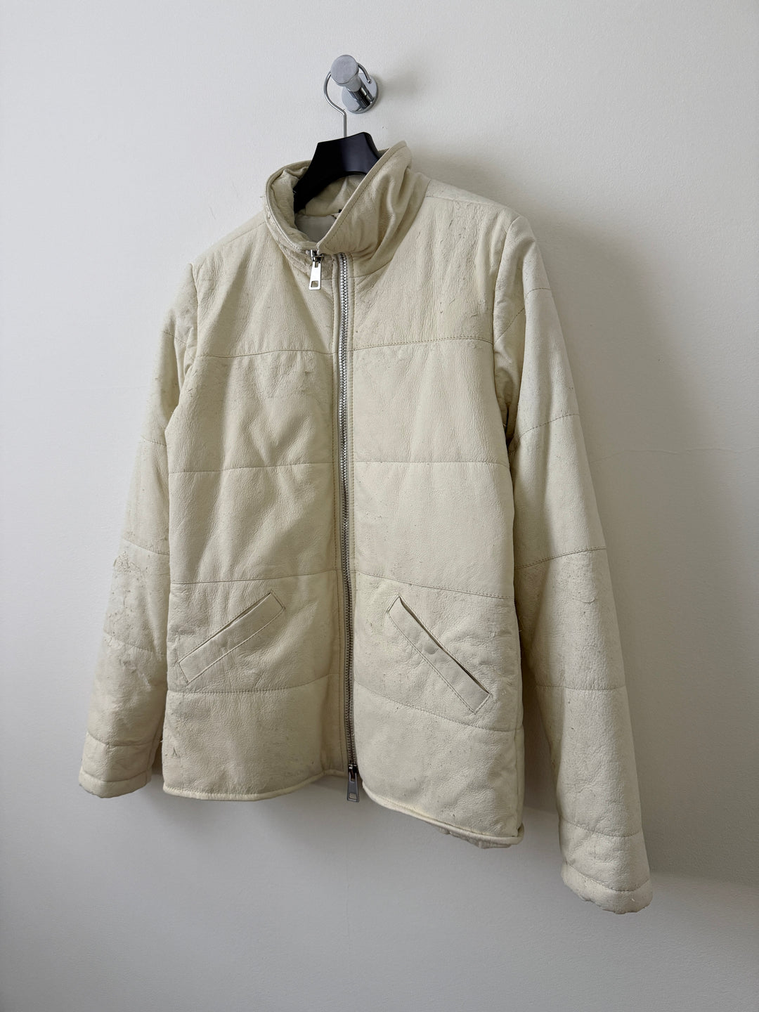 White Leather Puffer Jacket