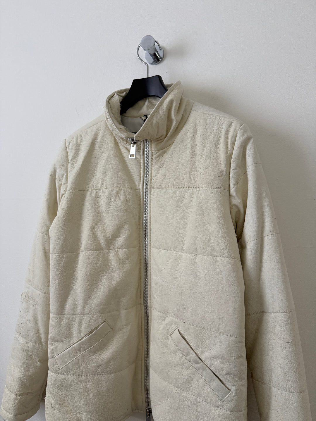 White Leather Puffer Jacket