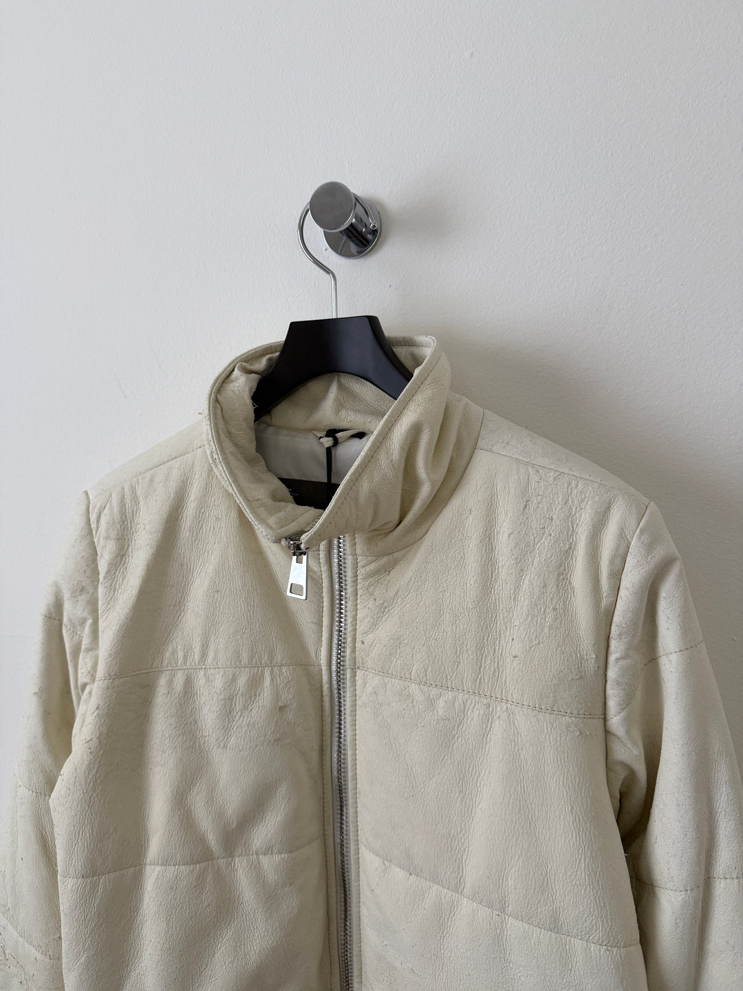 White Leather Puffer Jacket