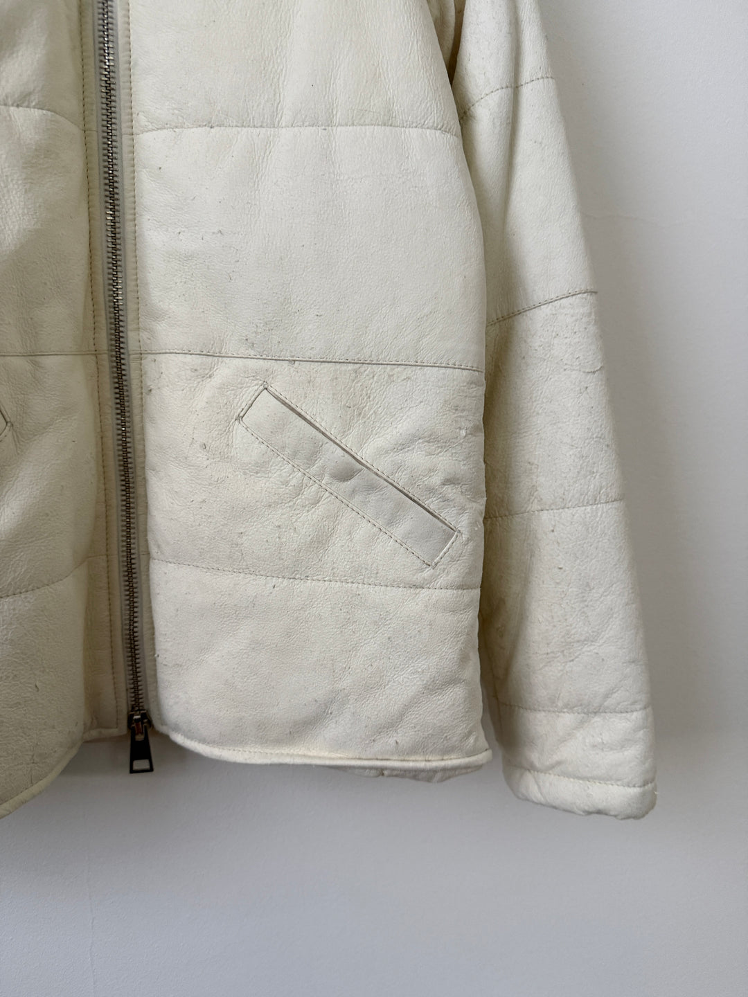White Leather Puffer Jacket