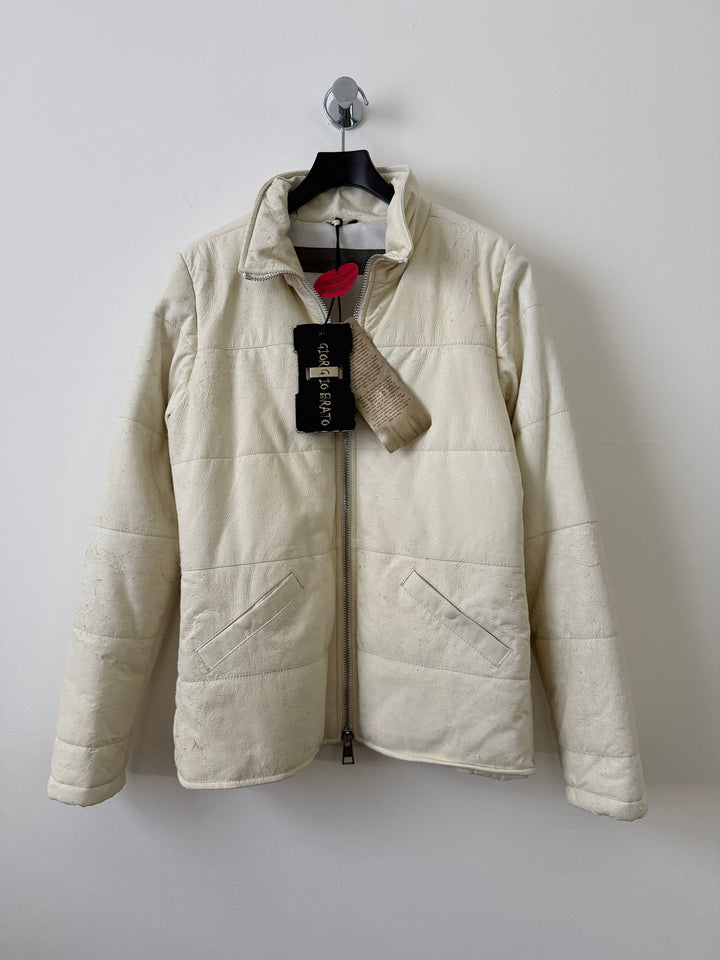 White Leather Puffer Jacket