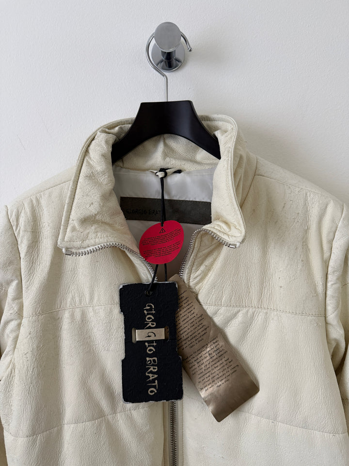 White Leather Puffer Jacket