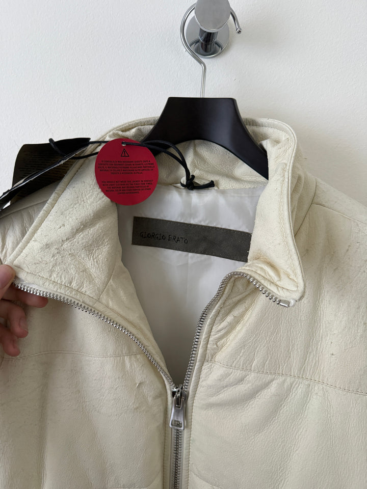 White Leather Puffer Jacket