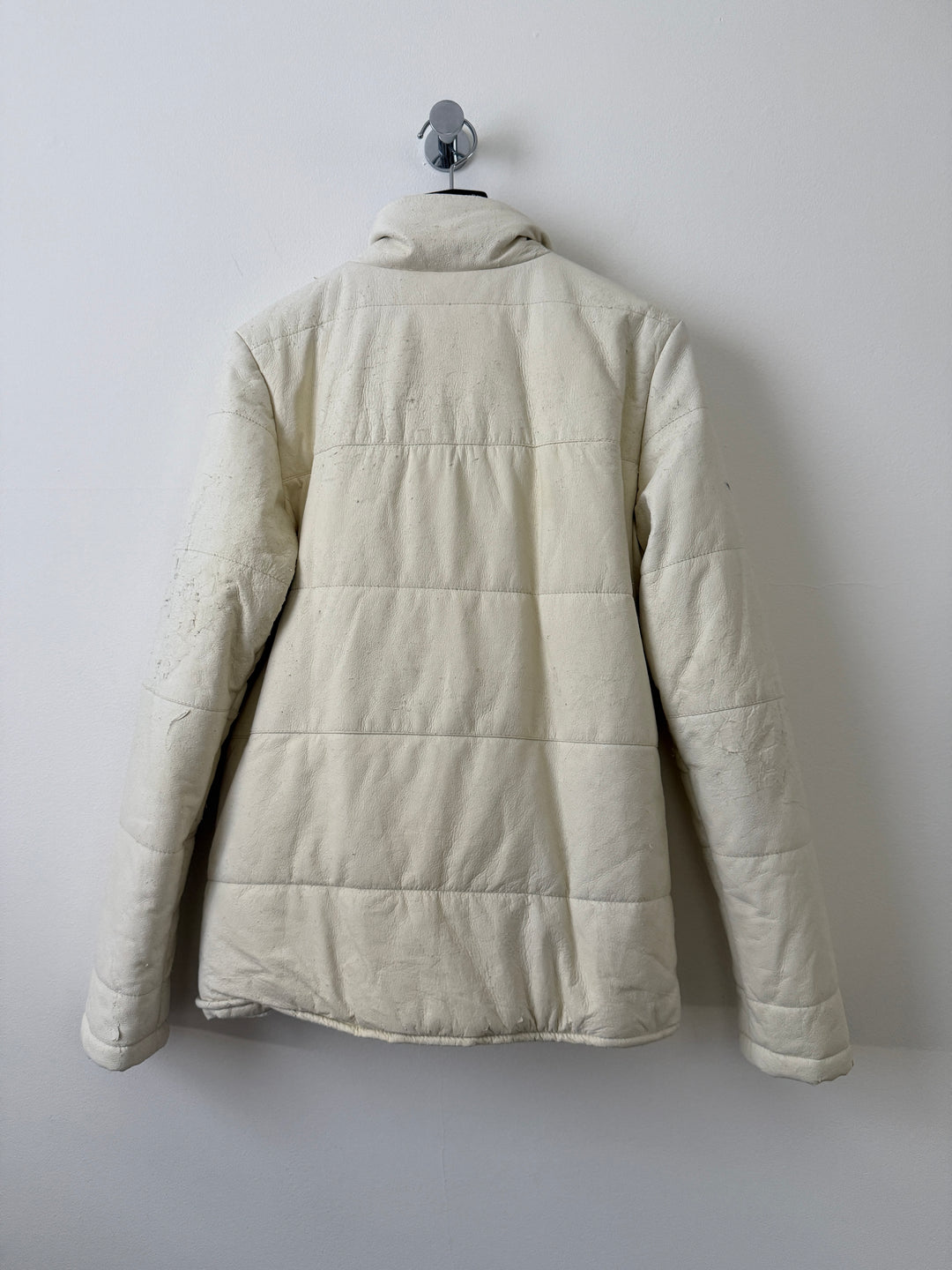 White Leather Puffer Jacket