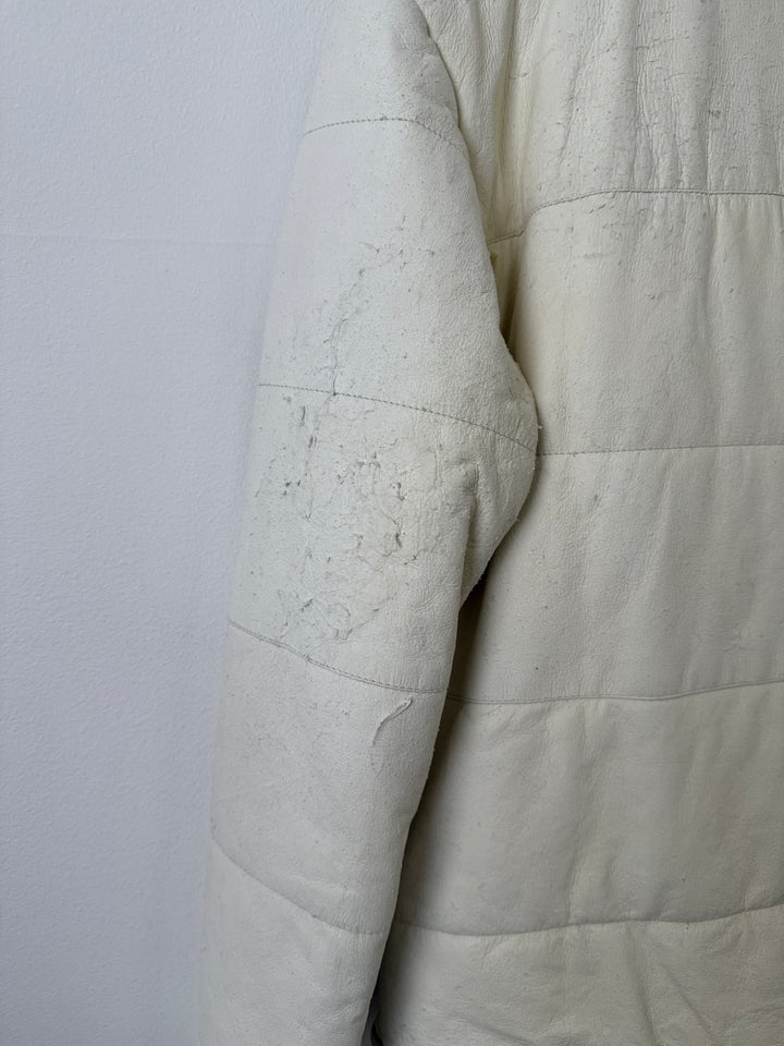 White Leather Puffer Jacket