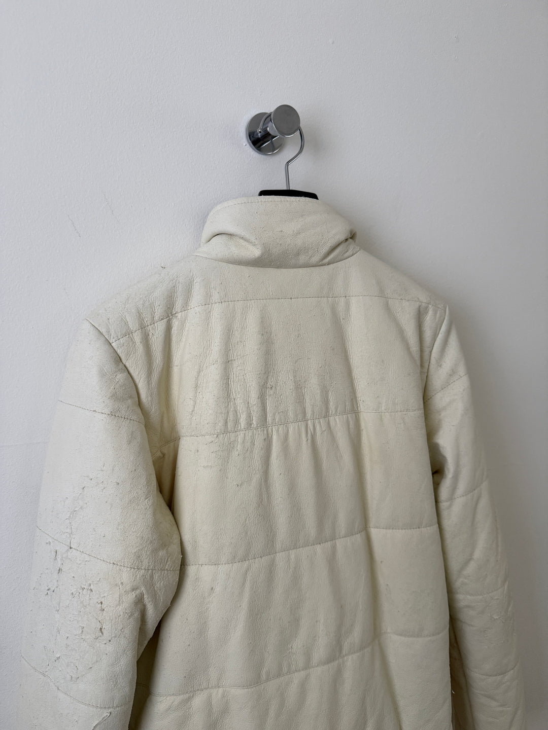 White Leather Puffer Jacket