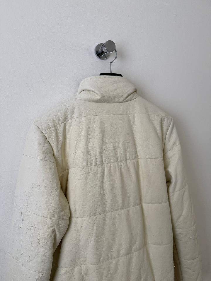 White Leather Puffer Jacket