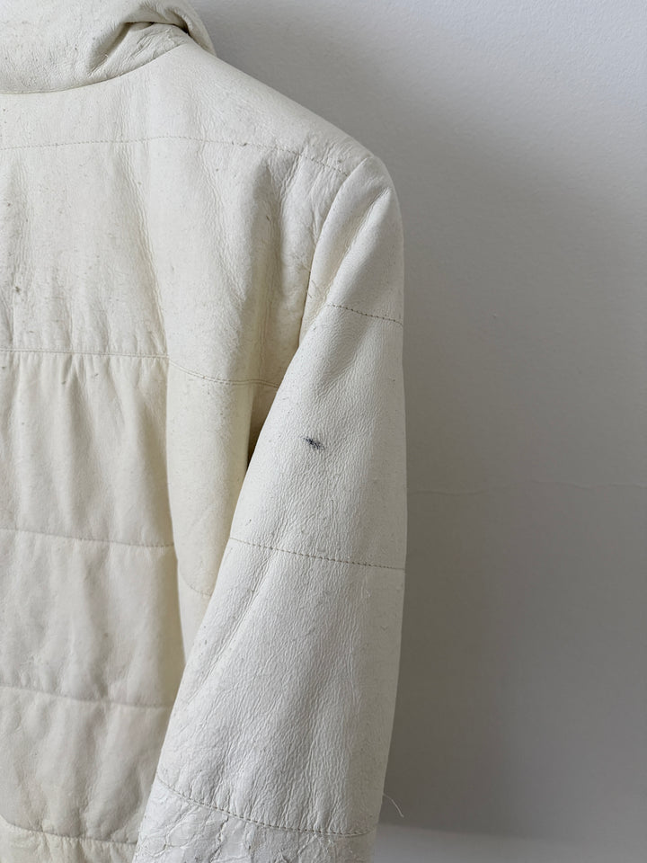 White Leather Puffer Jacket